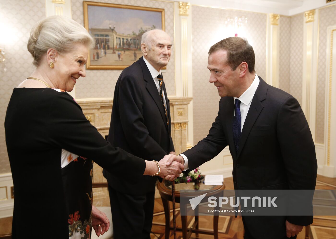 Russian Prime Minister Dmitry Medvedev awards the Order of Alexander Nevsky to Prince Dmitry Romanov