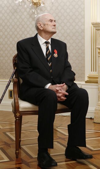 Russian Prime Minister Dmitry Medvedev awards the Order of Alexander Nevsky to Prince Dmitry Romanov