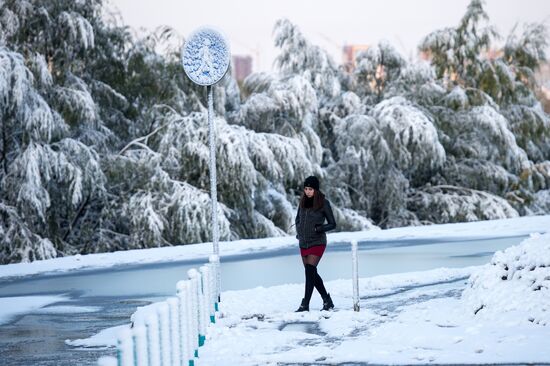 First snowfall in Omsk
