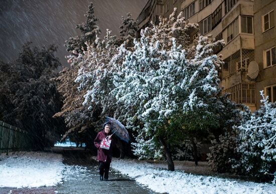 First snowfall in Omsk