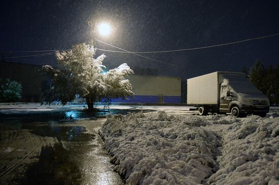 First snowfall in Omsk