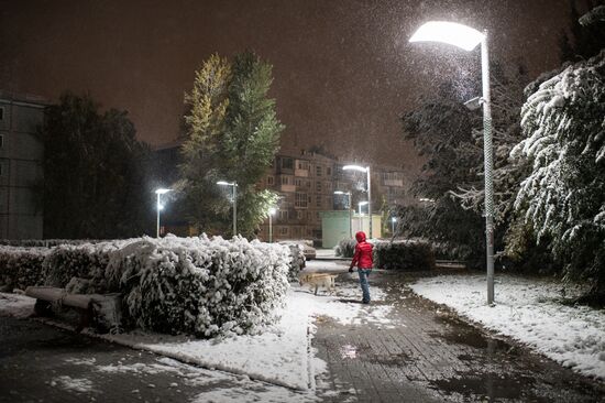 First snowfall in Omsk