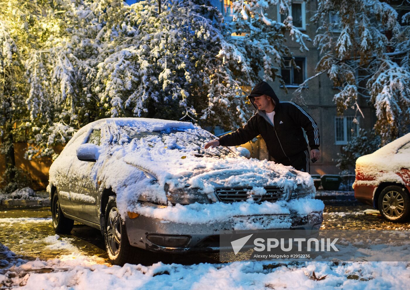First snowfall in Omsk