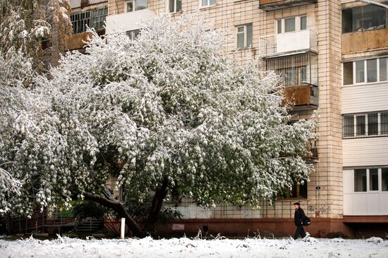 First snowfall in Omsk
