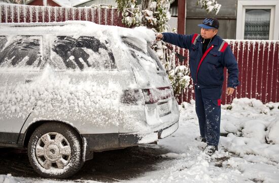 First snowfall in Omsk