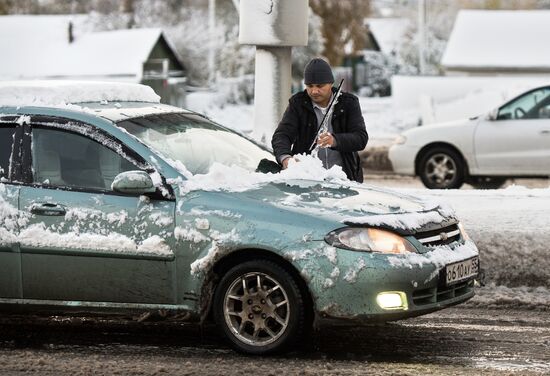 First snowfall in Omsk