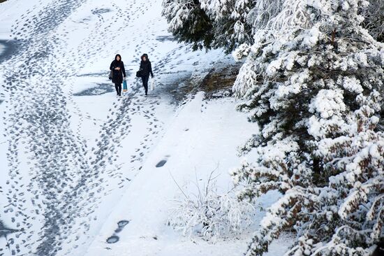 First snowfall in Omsk
