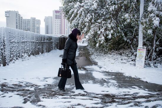 First snowfall in Omsk