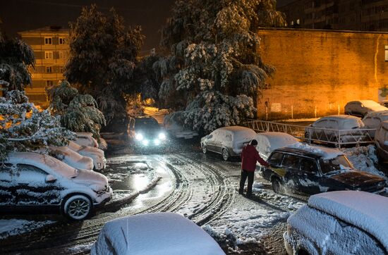 First snowfall in Omsk