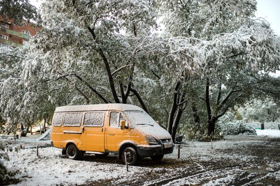 First snowfall in Omsk