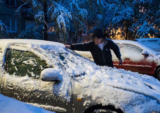 First snowfall in Omsk