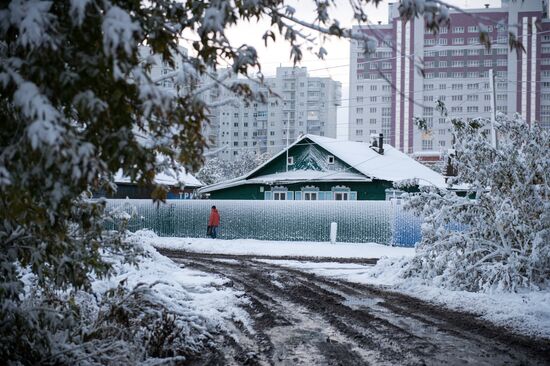 First snowfall in Omsk
