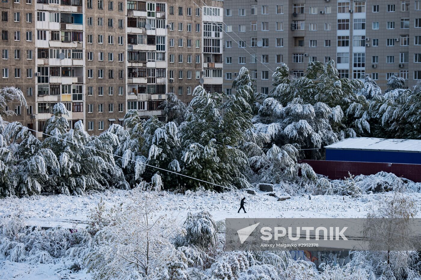 First snowfall in Omsk