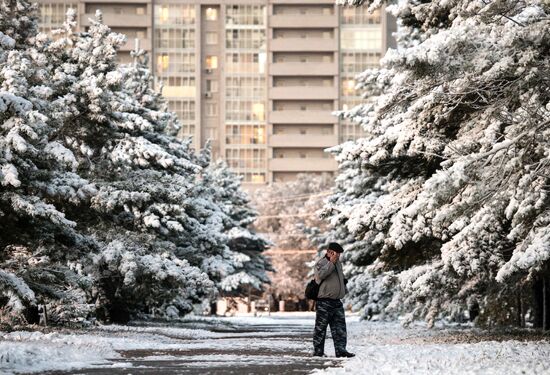 First snowfall in Omsk