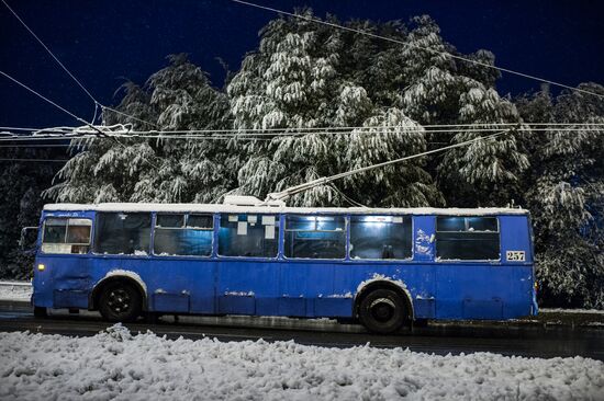 First snowfall in Omsk