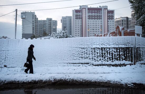 First snowfall in Omsk