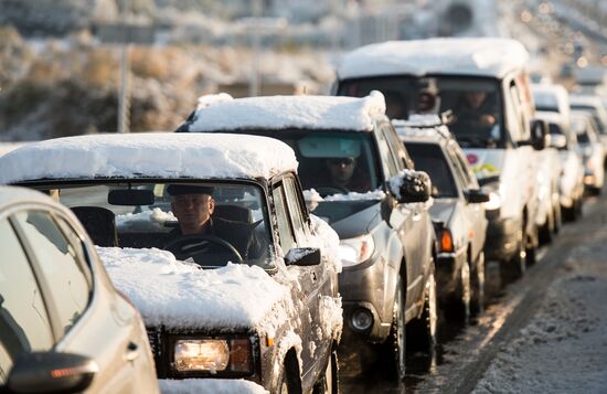 First snowfall in Omsk