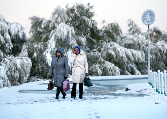 First snowfall in Omsk