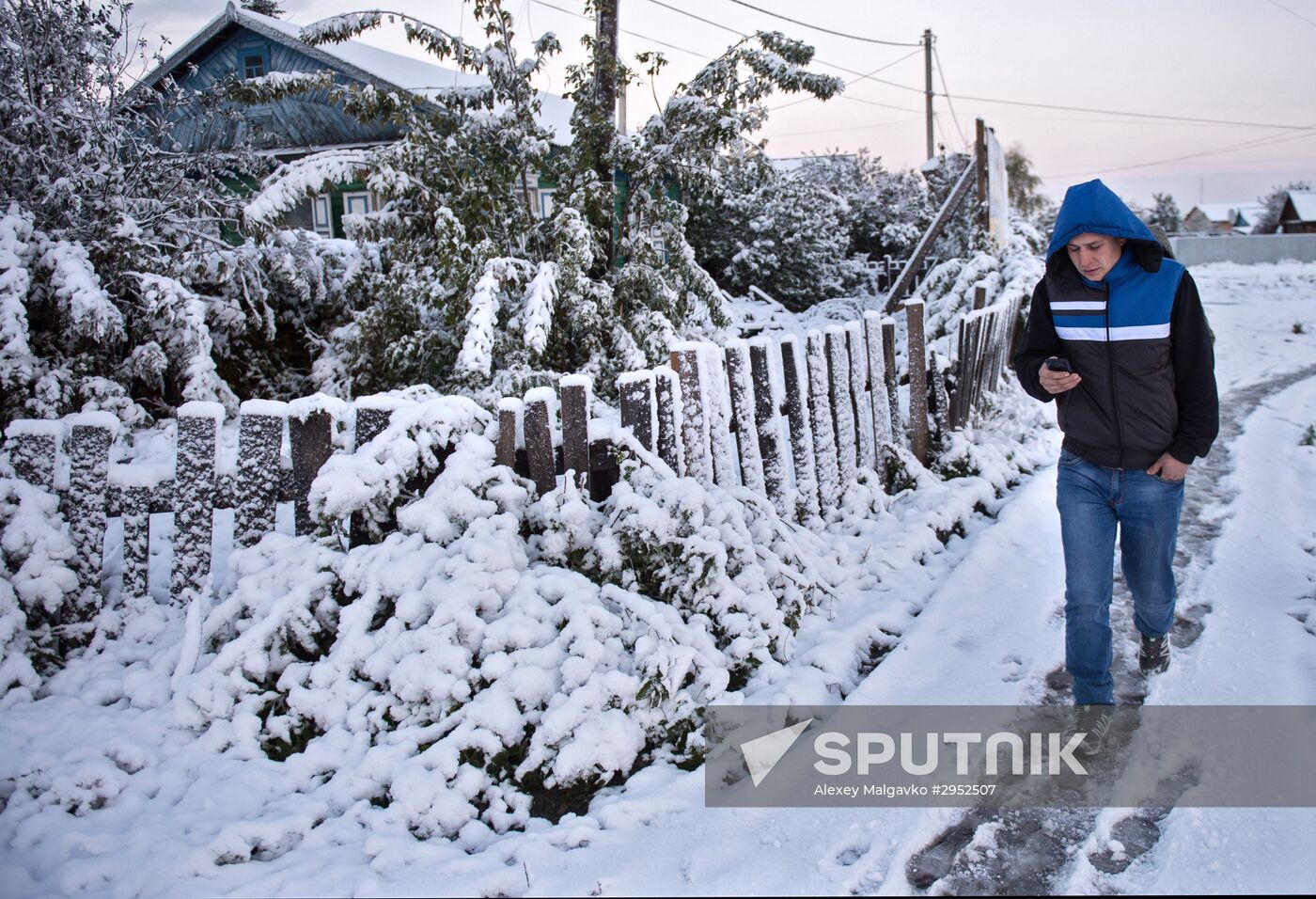 First snowfall in Omsk
