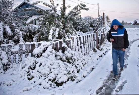 First snowfall in Omsk