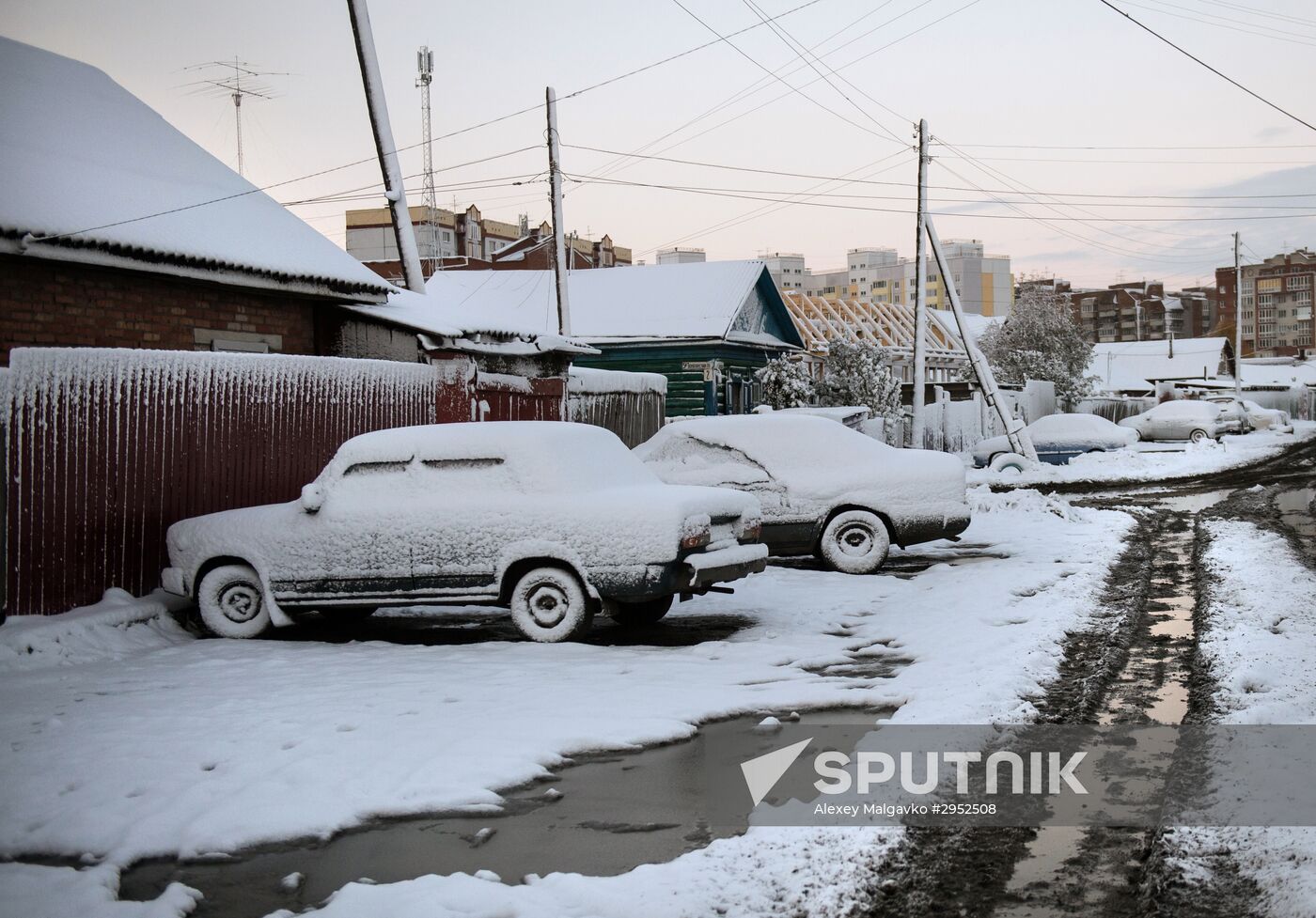 First snowfall in Omsk