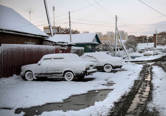 First snowfall in Omsk