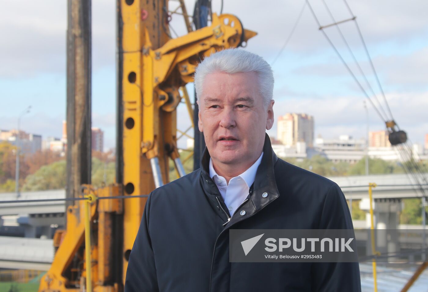 Moscow Mayor Sergei Sobyanin inspects construction of Northeast Chord