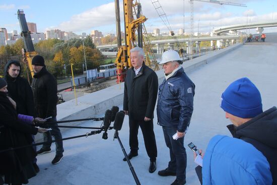 Moscow Mayor Sergei Sobyanin inspects construction of Northeast Chord