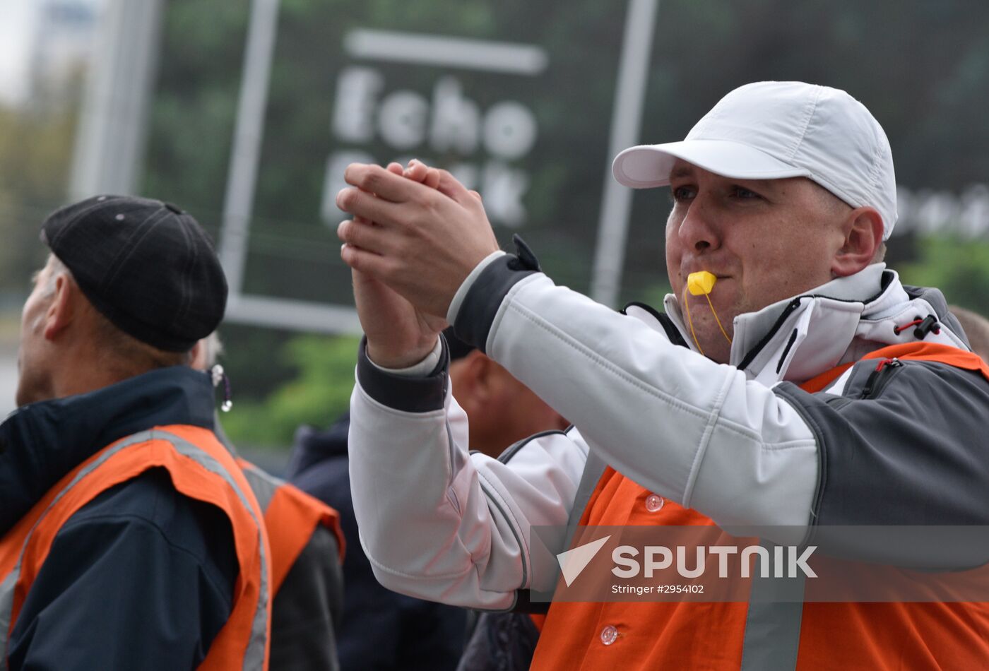 Ukrainian rail industry workers stage protest in Kiev