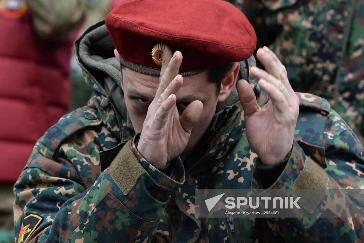 Test for right to wear crimson and green beret by National Guard servicemen