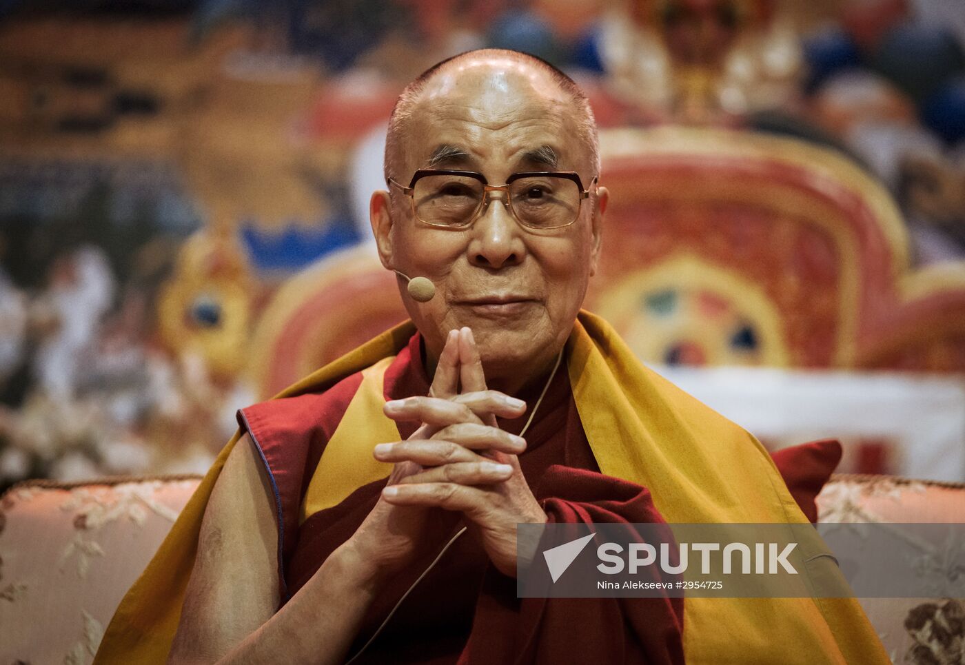 The 14th Dalai Lama gives lecture in Riga