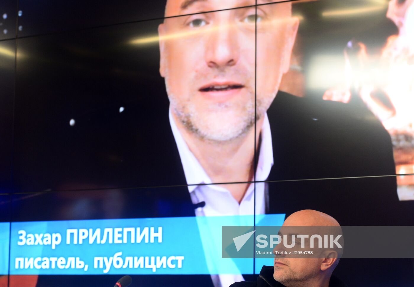 News conference by writer Zakhar Prilepin
