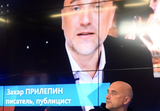 News conference by writer Zakhar Prilepin