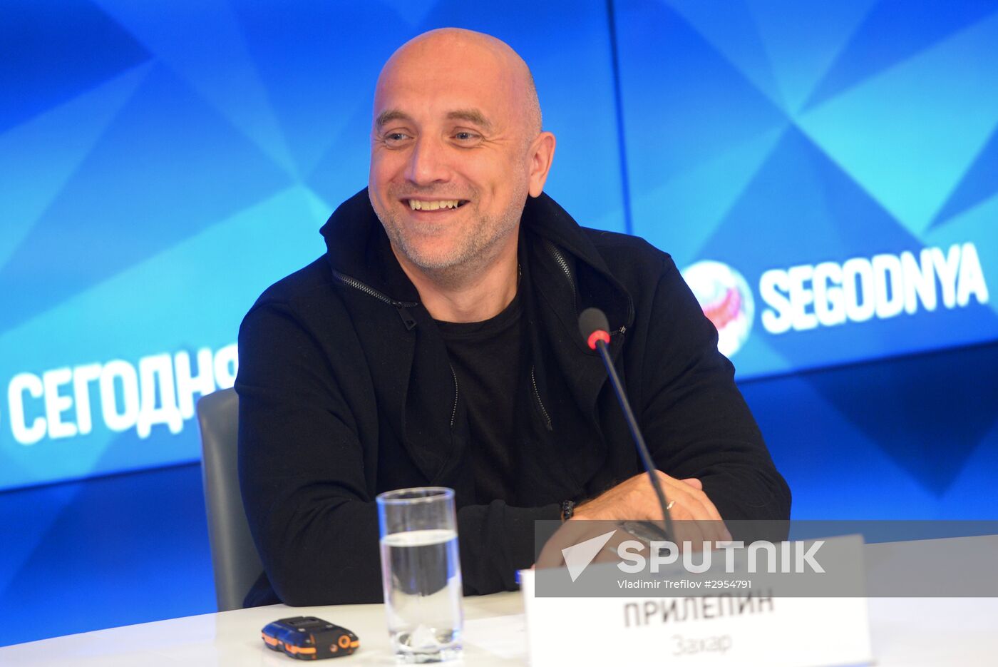 News conference by writer Zakhar Prilepin