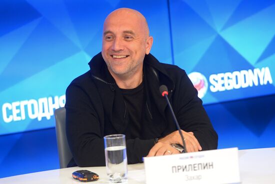 News conference by writer Zakhar Prilepin