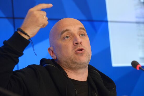 News conference by writer Zakhar Prilepin