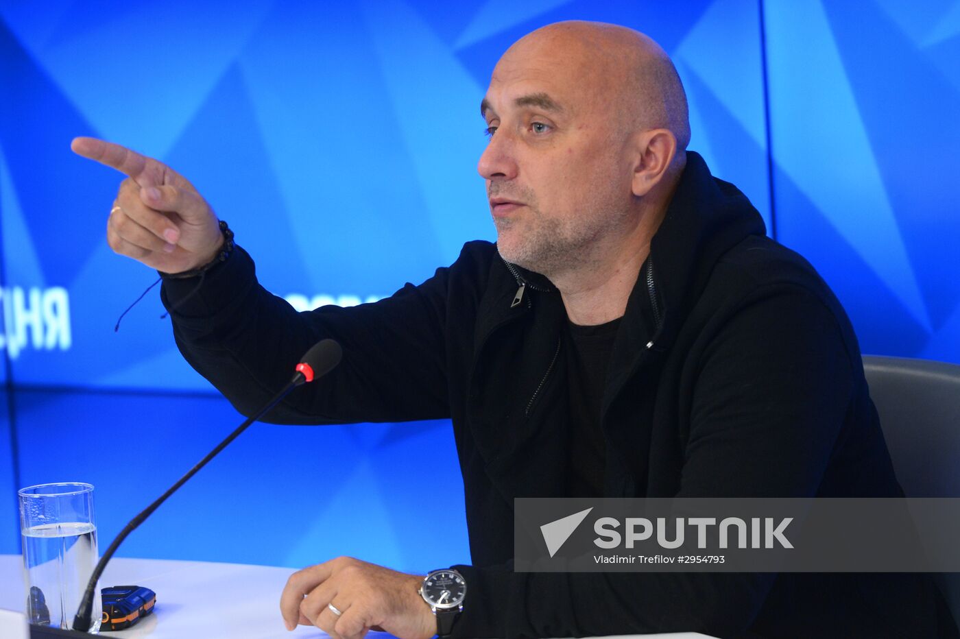 News conference by writer Zakhar Prilepin