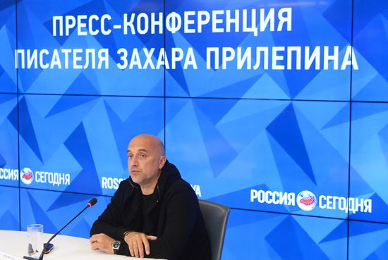 News conference by writer Zakhar Prilepin
