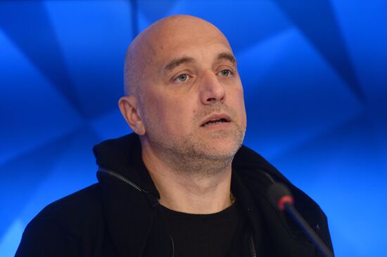 News conference by writer Zakhar Prilepin