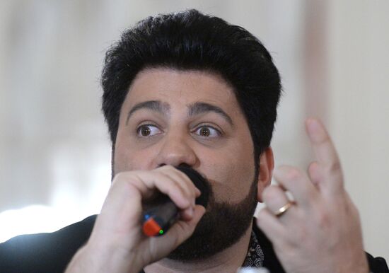 News conference on premiere of Giacomo Puccini's opera "Manon Lescaut"