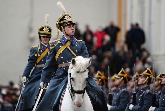The year's last guard mounting ceremony of dismounted and cavalry guards