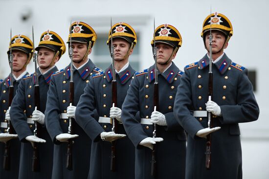 The year's last guard mounting ceremony of dismounted and cavalry guards