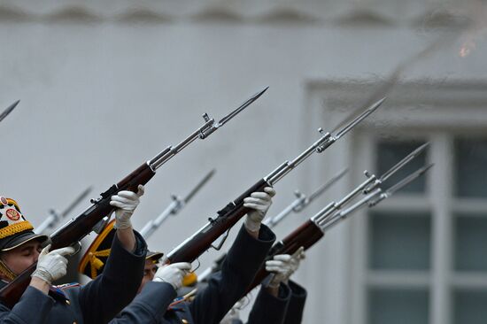 The year's last guard mounting ceremony of dismounted and cavalry guards