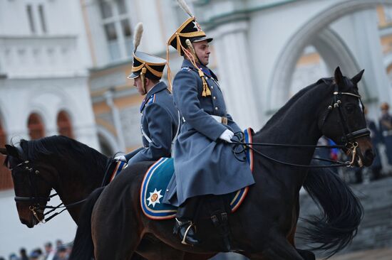The year's last guard mounting ceremony of dismounted and cavalry guards