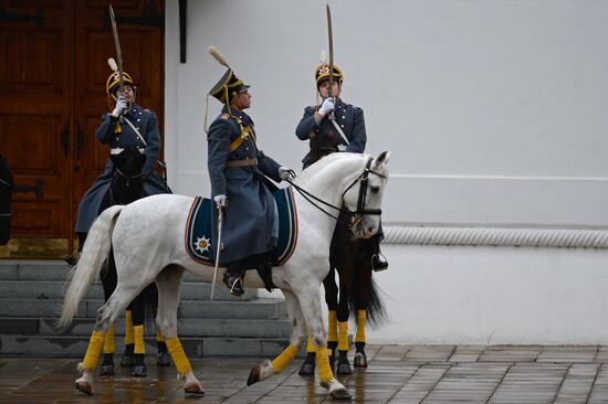 The year's last guard mounting ceremony of dismounted and cavalry guards