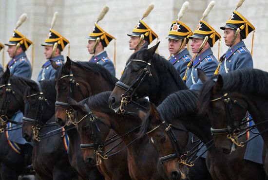 The year's last guard mounting ceremony of dismounted and cavalry guards