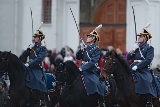 The year's last guard mounting ceremony of dismounted and cavalry guards