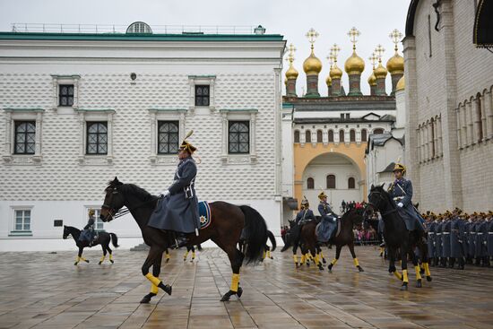 The year's last guard mounting ceremony of dismounted and cavalry guards