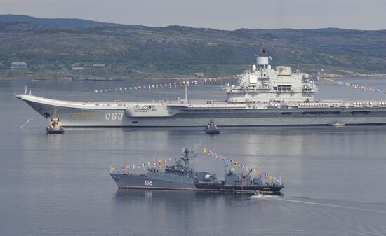 The Admiral Kuznetsov aircraft-carrying cruiser in Severomorsk