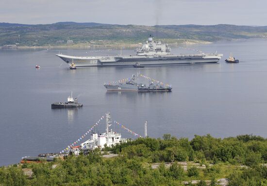 The Admiral Kuznetsov aircraft-carrying cruiser in Severomorsk
